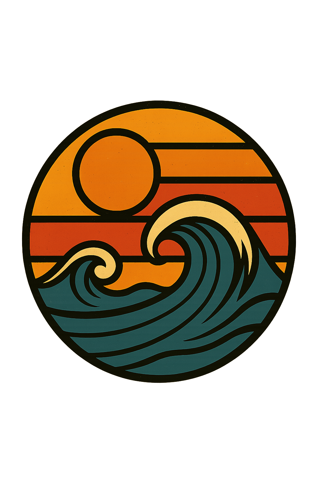 FORFAIT GOLD - Retro Sunset Waves — Surf Emblem